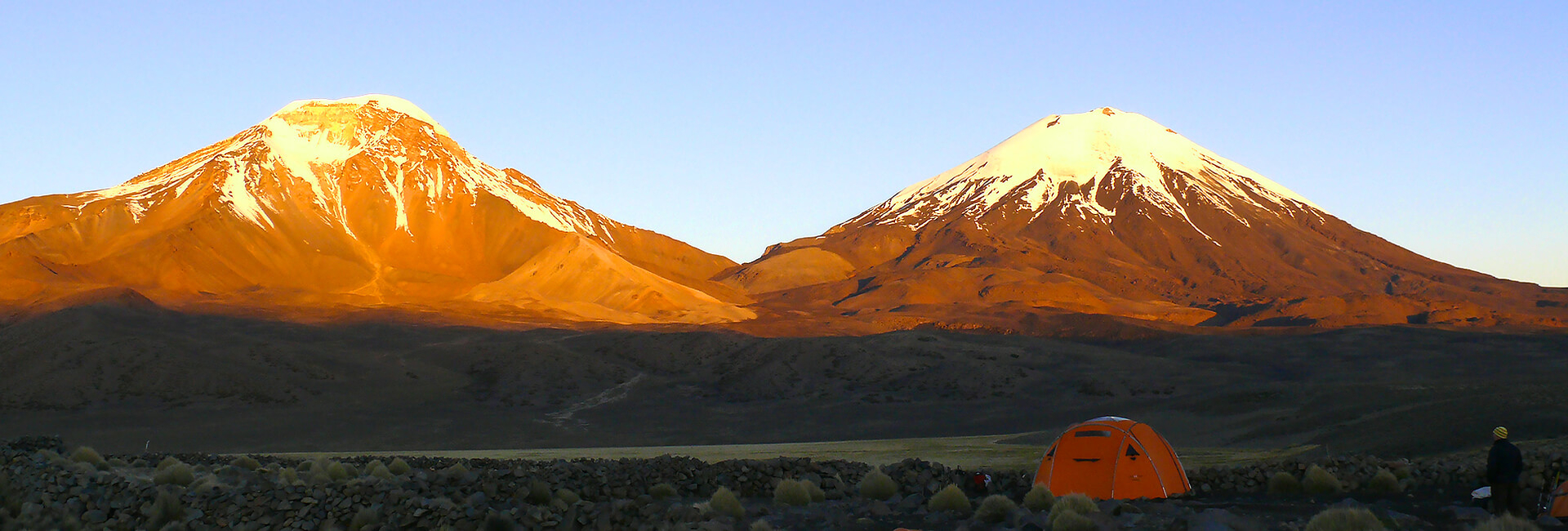 Volcanoes Parinacota and Pomerape in the Chilean Andes, Altiplano